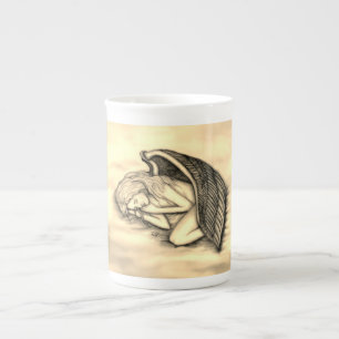 Caneca De Porcelana Anjo dormindo nas nuvens do céu
