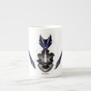 Caneca De Porcelana Anjo Olhos Asas De Osso Vento Fractal China Tumg