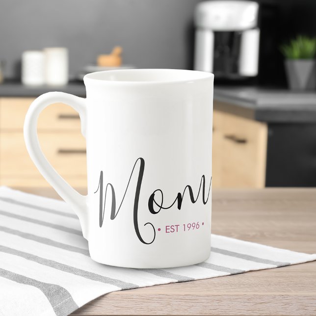 Caneca De Porcelana Ano de Fundação da Mãe Personalizado (Mom Established Year Personalized Bone China Mug)