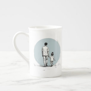 Caneca De Porcelana Ano EST Personalizado Pai e Filha Minimalista