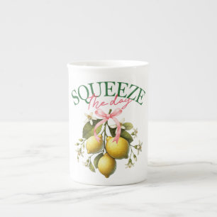 Caneca De Porcelana Aperte o Dia da Vintagem Limão Botânico