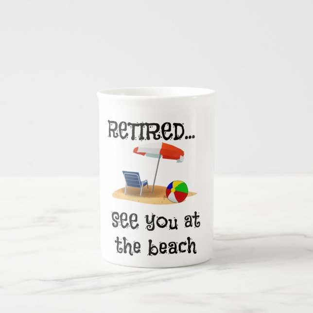 Caneca De Porcelana Aposentado... Vejo-te na praia (Frente)
