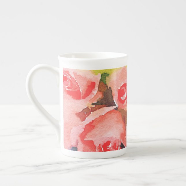Caneca De Porcelana Apricot Rosa Bone China Mug (Esquerda)