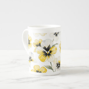 Caneca De Porcelana Aquarela Amarela Floral