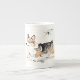 Caneca De Porcelana Aquarela Corgi – Arte Caprichosa de Cachorro com T