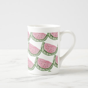 Caneca De Porcelana Aquarela Melancia Doodles Padrão Pintado