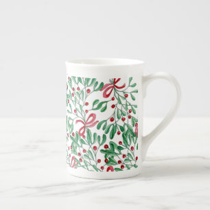 Caneca De Porcelana Aquarela Pintada à Mão de Espinheiro Rústico de Na