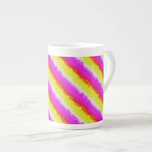 Caneca De Porcelana Ardeco-Arco-Íris, Cor-de-rosa Amarelo (Frente Esquerda)