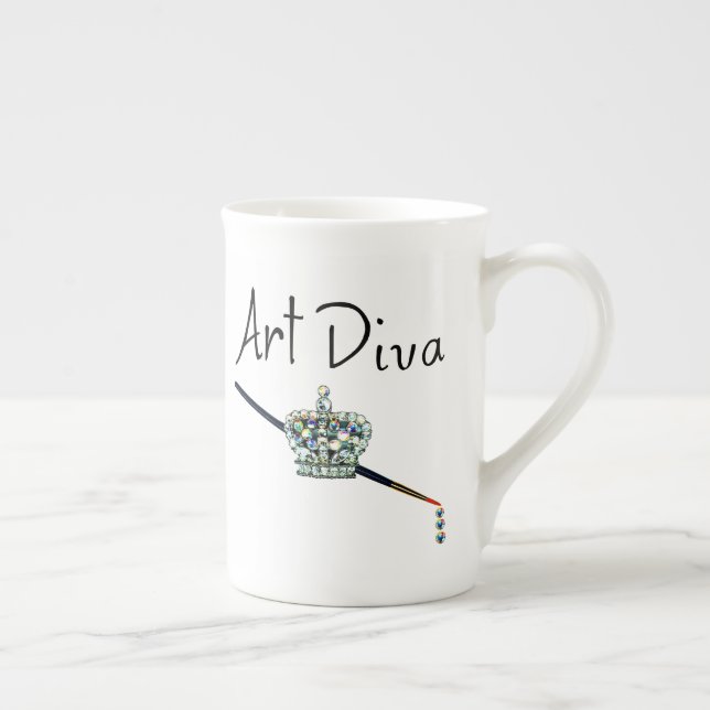 Caneca De Porcelana "Art Diva" Osso China Mug (Direita)