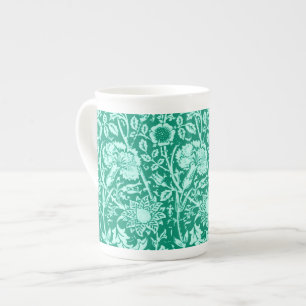 Caneca De Porcelana Art Nouveau Carnação Damask, Turquoise