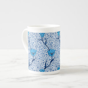 Caneca De Porcelana Art Nouveau Tulip Damask, Cobalt Blue