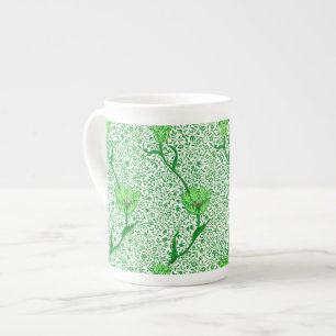 Caneca De Porcelana Art Nouveau Tulip Damask, Emerald Green