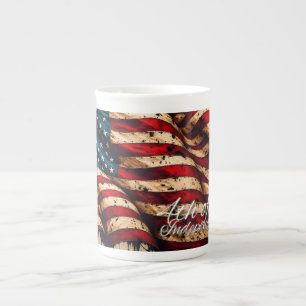 Caneca De Porcelana Arte da Bandeira Americana Vintage para 4 de Julho