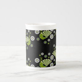 Caneca De Porcelana Arte de Faisões Pavão