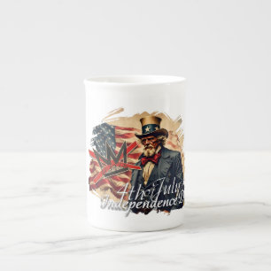 Caneca De Porcelana Arte do Dia da Independência do Tio Sam Sem Reis