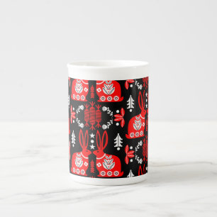 Caneca De Porcelana Arte Foliar Nórdica Escandinava do Coelho