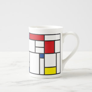 Caneca De Porcelana Arte Moderna De Stijl Geométrica Minimalista Mondr