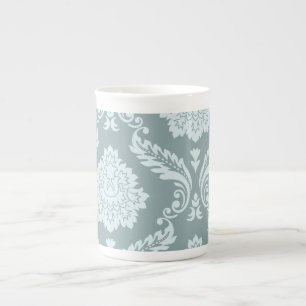 Caneca De Porcelana Arte Rococó Damask I Azul Ovo de Pato+Turquesa
