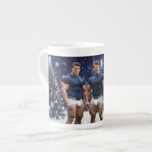 Caneca De Porcelana As árvores de Natal brilhantes de SlipperyJoe dois