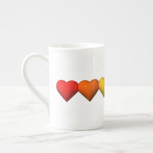 Caneca De Porcelana As glifos em forma de coração 3D brilhantes da Sli