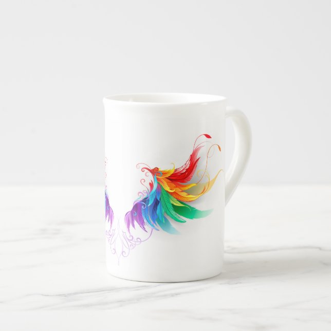 Caneca De Porcelana Asas Arco-íris Fofas (Frente Esquerda)