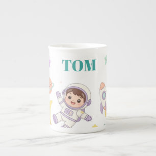 Caneca De Porcelana Aventura Espacial do Astronauta Fofo para Crianças