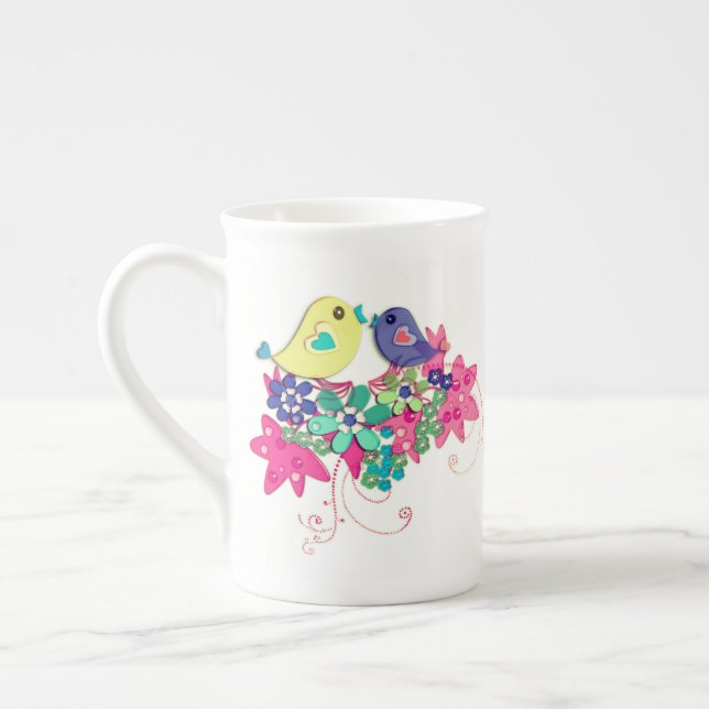 Caneca De Porcelana Aves, copo de café expresso de vidro (Esquerda)