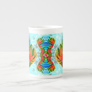 Caneca De Porcelana Aves Havaianas do Paraíso (Azul)