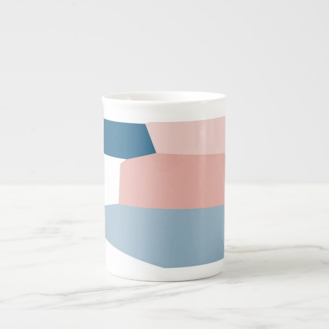 Caneca De Porcelana Azul rosa e branco (Frente)