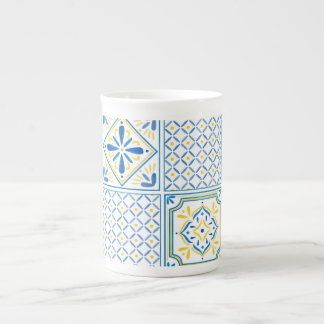 Caneca De Porcelana Azulejo Italiano Mediterrâneo Azul e Amarelo