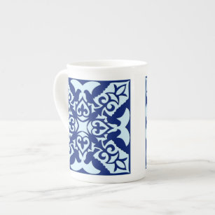 Caneca De Porcelana Azulejo marroquino - marinho e azul-claro
