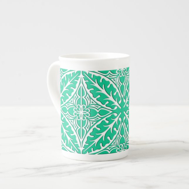 Caneca De Porcelana Azulejos marroquinos - turquesa e branco (Frente Esquerda)