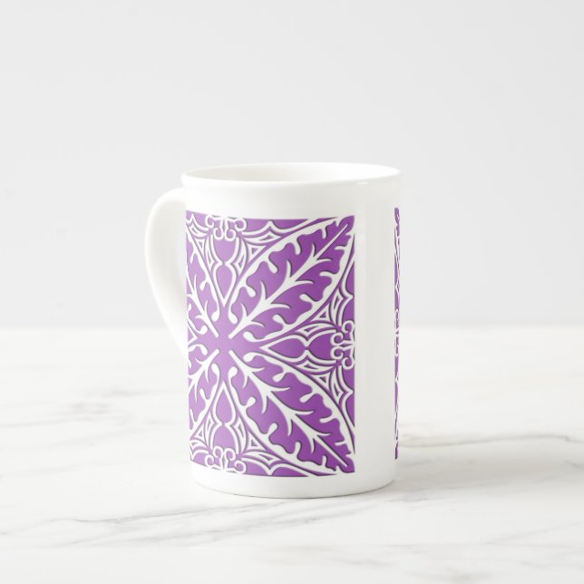 Caneca De Porcelana Azulejos marroquinos - violeta e branco (Frente Esquerda)
