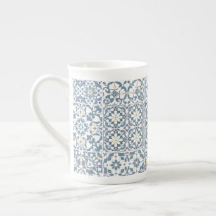 Caneca De Porcelana Azulejos Mediterrâneos, Marroquinos, Maiolica, Azu