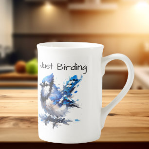 Caneca De Porcelana Azulinho Simpático do Pássaro Americano