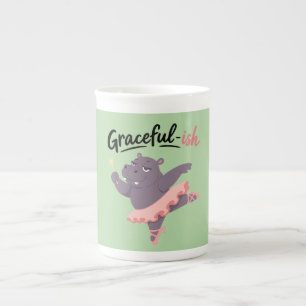 Caneca De Porcelana Bailarina Hipopótamo Graciosa