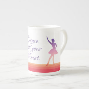 Caneca De Porcelana Ballerina, silhueta, dançando em roxo/rosa