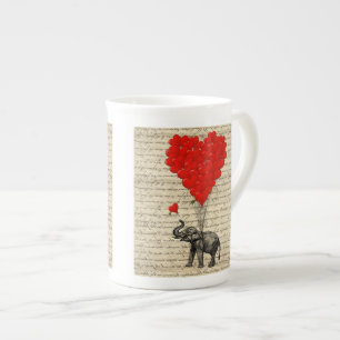 Caneca De Porcelana Balões em forma de elefante e coração