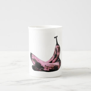 Caneca De Porcelana Bananas Cor-de-Rosa Diversão Legal Única