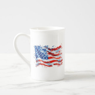 Caneca De Porcelana Bandeira Americana EUA Aquarela 4 de Julho