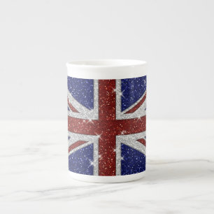 Caneca De Porcelana Bandeira brilhante de Union Jack da faísca dos