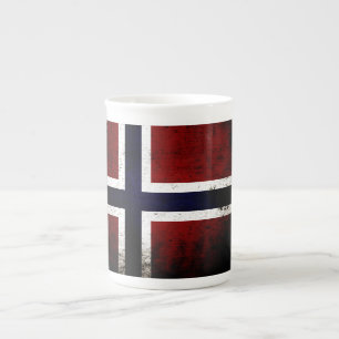 Caneca De Porcelana Bandeira da Noruega Black Grunge