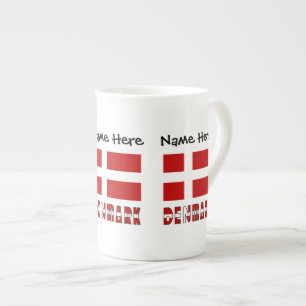 Caneca De Porcelana Bandeira Dinamarquesa Personalizada