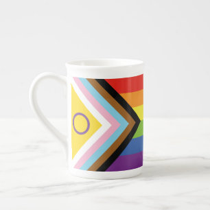 Caneca De Porcelana Bandeira do orgulho intersexo SlipperyJoe's fundo 