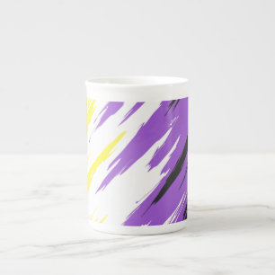 Caneca De Porcelana Bandeira do Orgulho ZigZag Funky Grunge Abstrato N