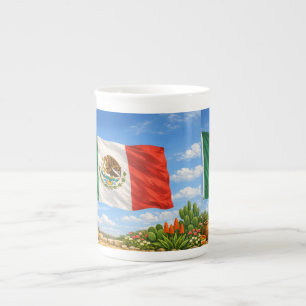 Caneca De Porcelana Bandeira Mexicana