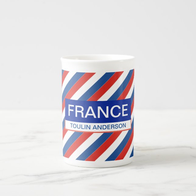 Caneca De Porcelana Bandeira Patriótica Francesa Personalizada (Frente)