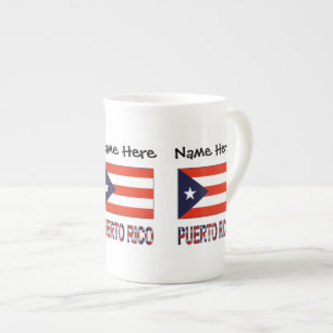 Caneca De Porcelana Bandeira Porto-Riquenha Azul Personalização