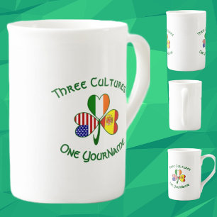 Caneca De Porcelana Bandeiras da Espanha Irlanda EUA Trevo Seu Nome