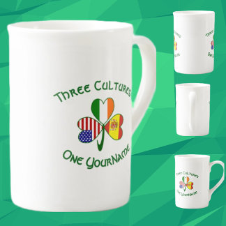Caneca De Porcelana Bandeiras da Espanha Irlanda EUA Trevo Seu Nome